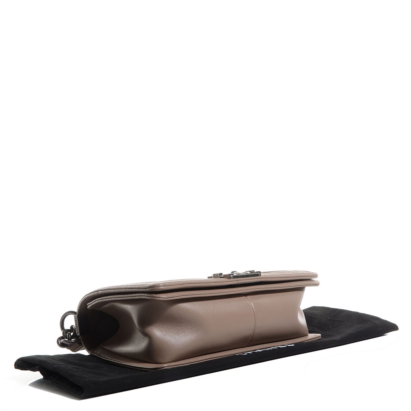 Calfskin Chevron Medium Boy Flap Taupe