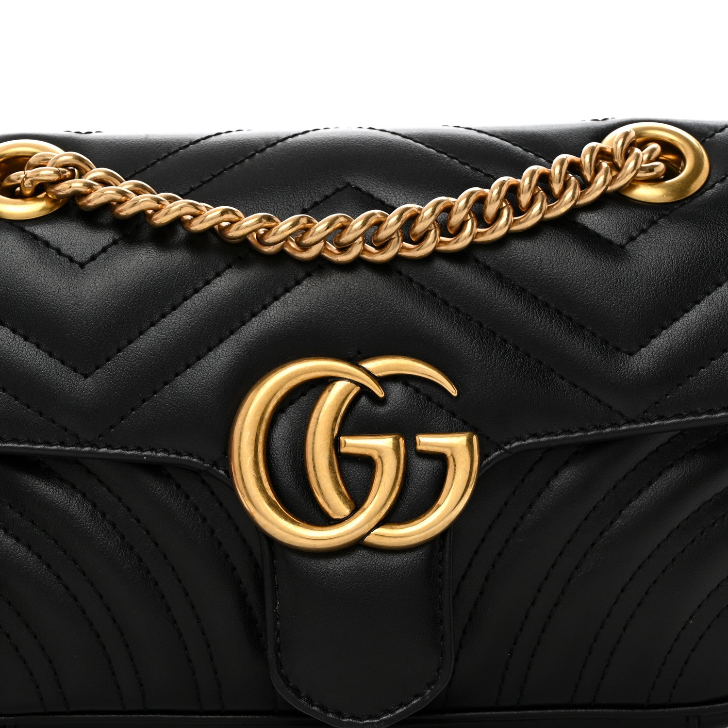 Gucci Calfskin Matelasse Mini GG Marmont Shoulder Bag Black 8 of 10