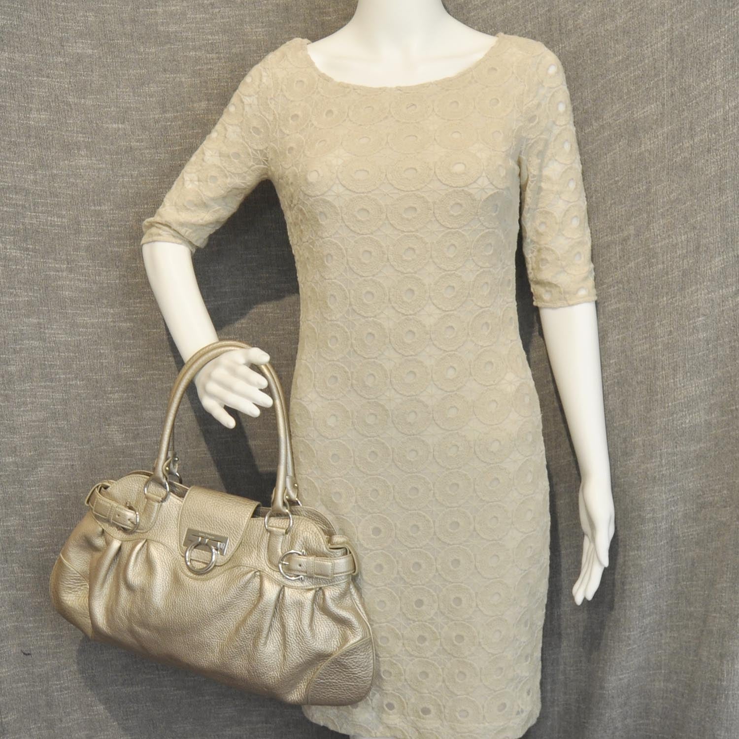 FASHIONPHILE SALVATOREFERRAGAMOLeatherMarisaMetallicGold 2 of 8