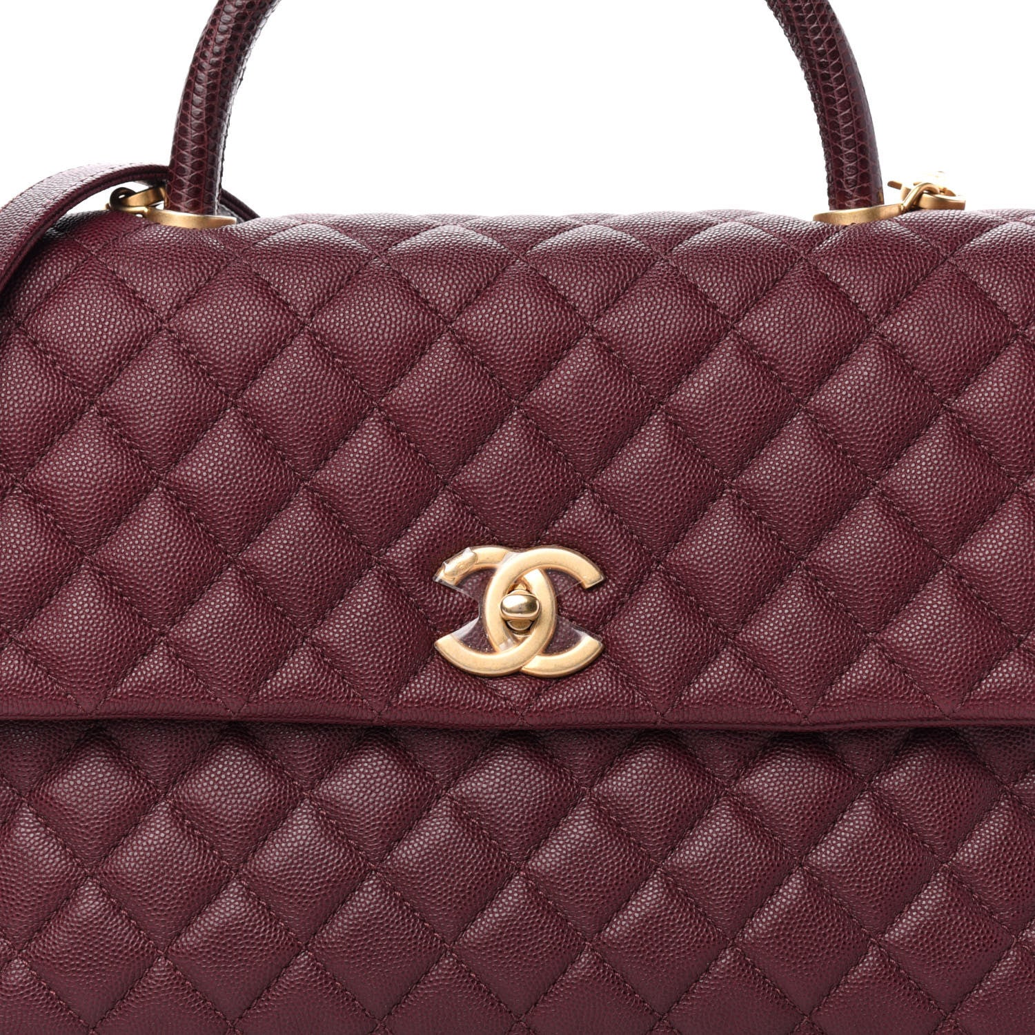 Chanel Caviar Lizard Quilted Medium Coco Handle Flap Burgundy 10 of 11
