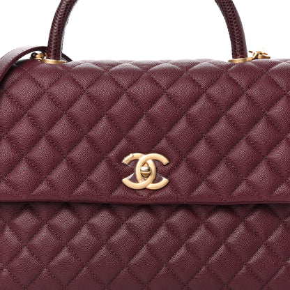 Chanel Caviar Lizard Quilted Medium Coco Handle Flap Burgundy 10 of 11