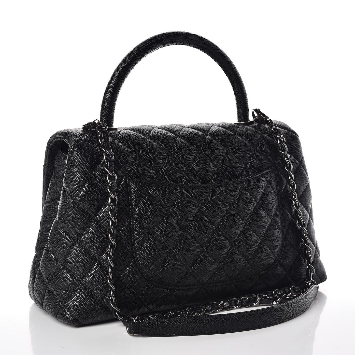 Caviar Quilted Small Coco Handle Flap Black