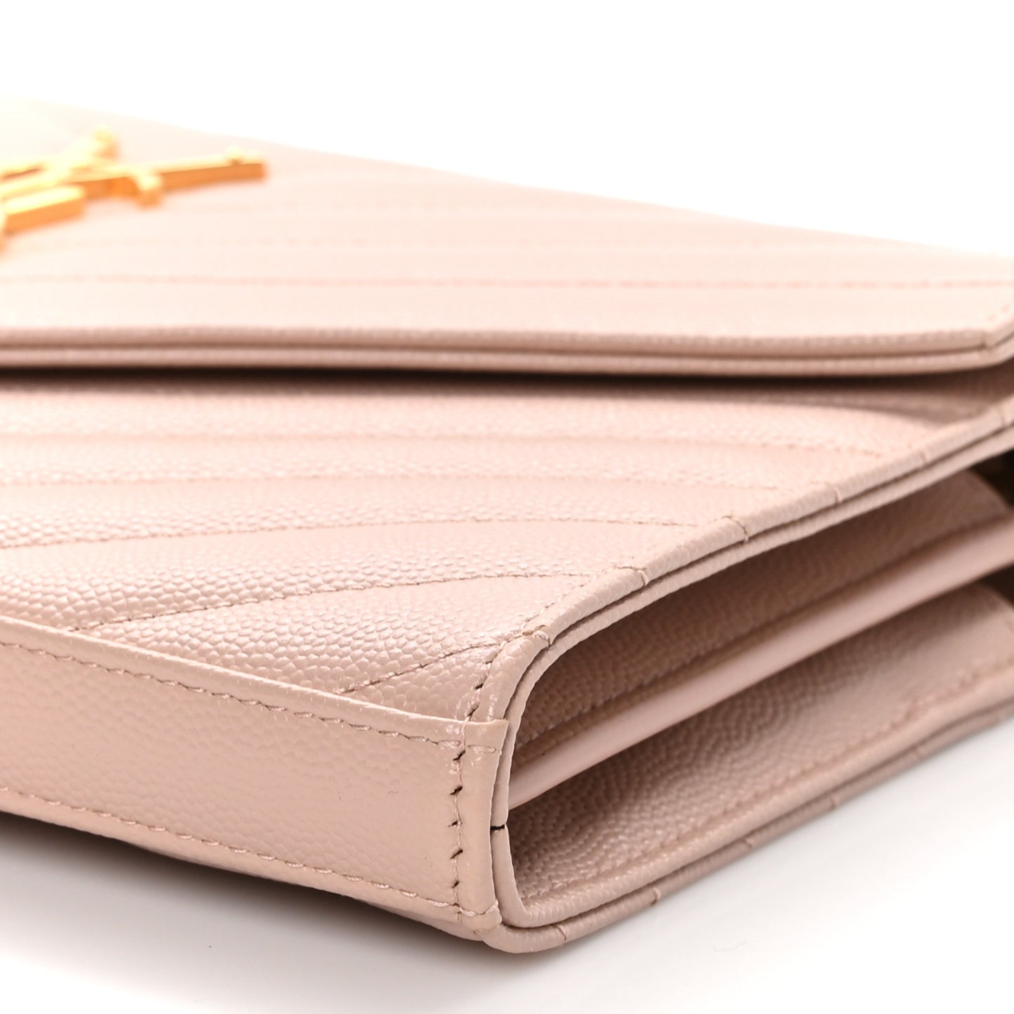 Grain De Poudre Matelasse Chevron Monogram Chain Wallet Pale Pink