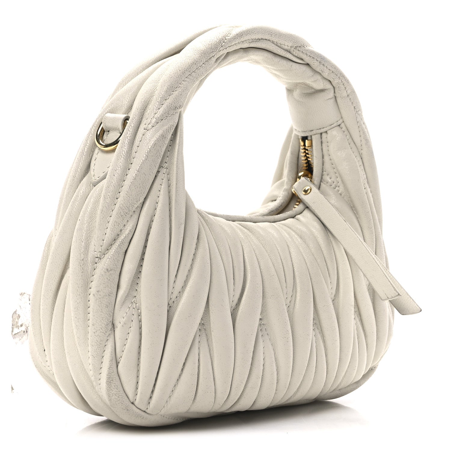 Miu Miu Nappa Matelasse Mini Wander Hobo White 3 of 11