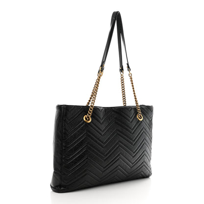 Gucci Vintage Calfskin Matelasse Medium GG Marmont Slim Tote Black 3 of 20