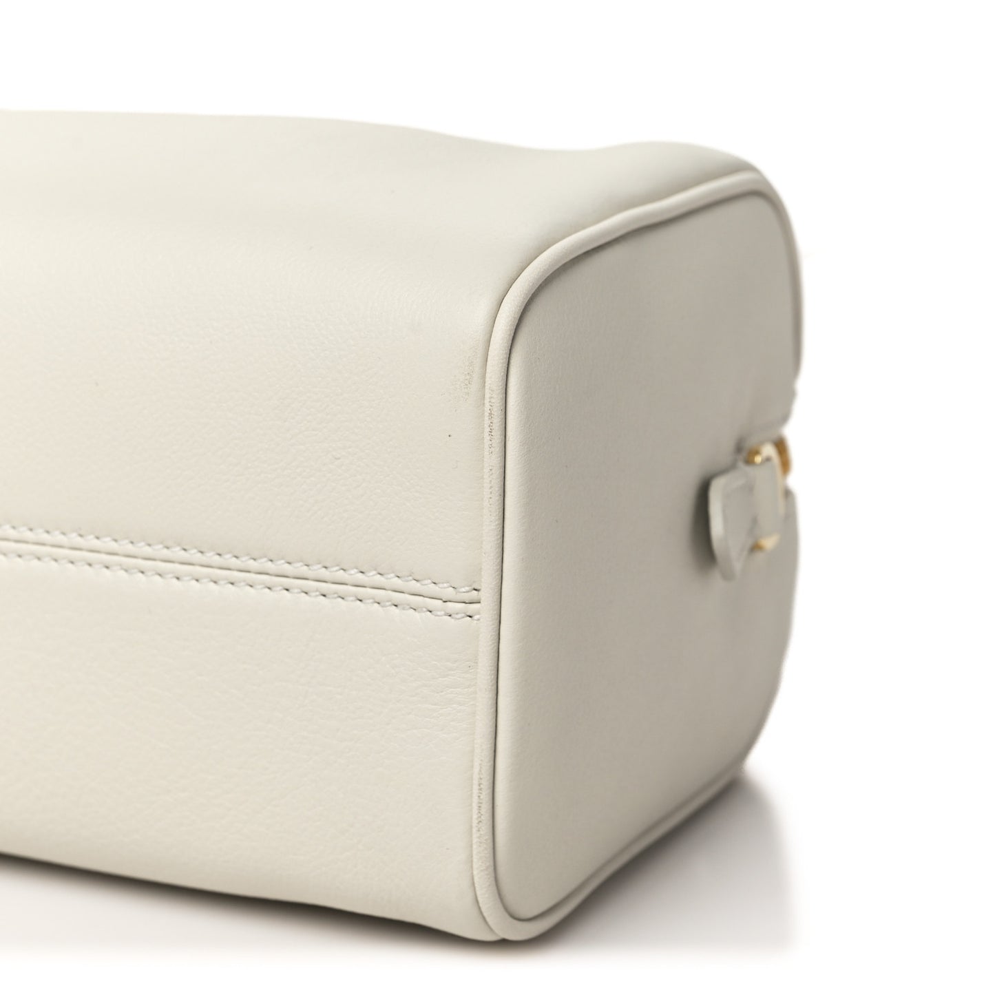 Soft Grain Medium Top Handle Bag With Padlock Bianco