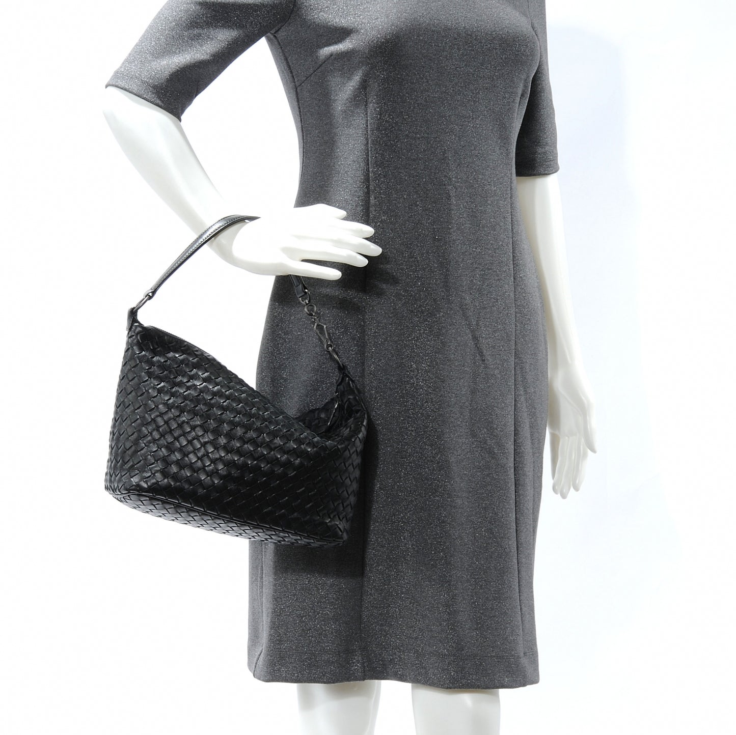 Nappa Intrecciato Small Shoulder Bag Nero Black