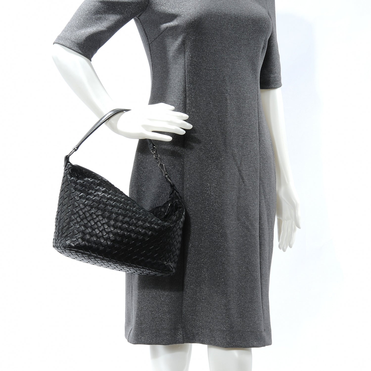 Bottega Veneta Nappa Intrecciato Small Shoulder Bag Nero Black 2 of 8