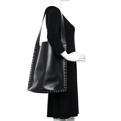 Celine Satinated Natural Calfskin Large Studs Bucket Shoulder Bag Black 3 of 9