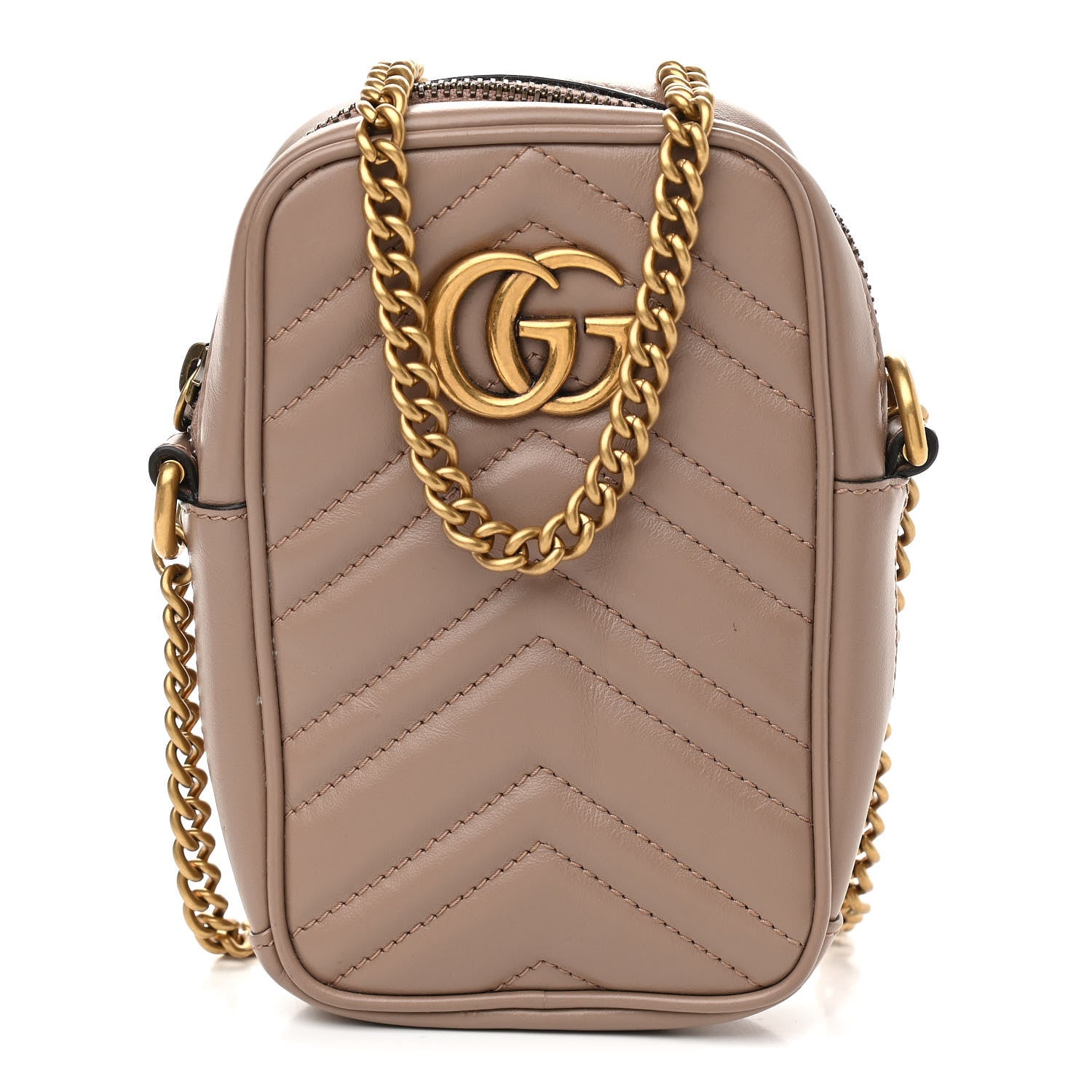 Gucci Calfskin Matelasse Mini GG Marmont Crossbody Bag Porcelain Rose 1 of 11