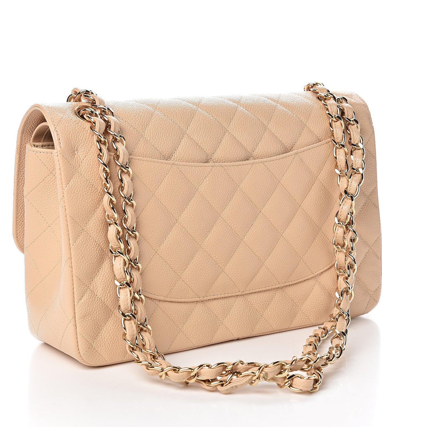 Chanel Caviar Quilted Jumbo Double Flap Light Beige 2 of 10