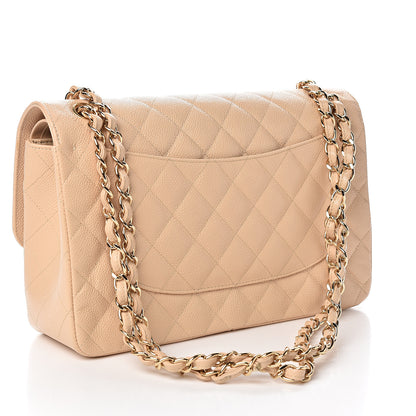 Chanel Caviar Quilted Jumbo Double Flap Light Beige 2 of 10