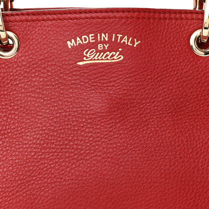 Gucci Pebbled Calfskin Medium Bamboo Shopper Tote Red 9 of 13