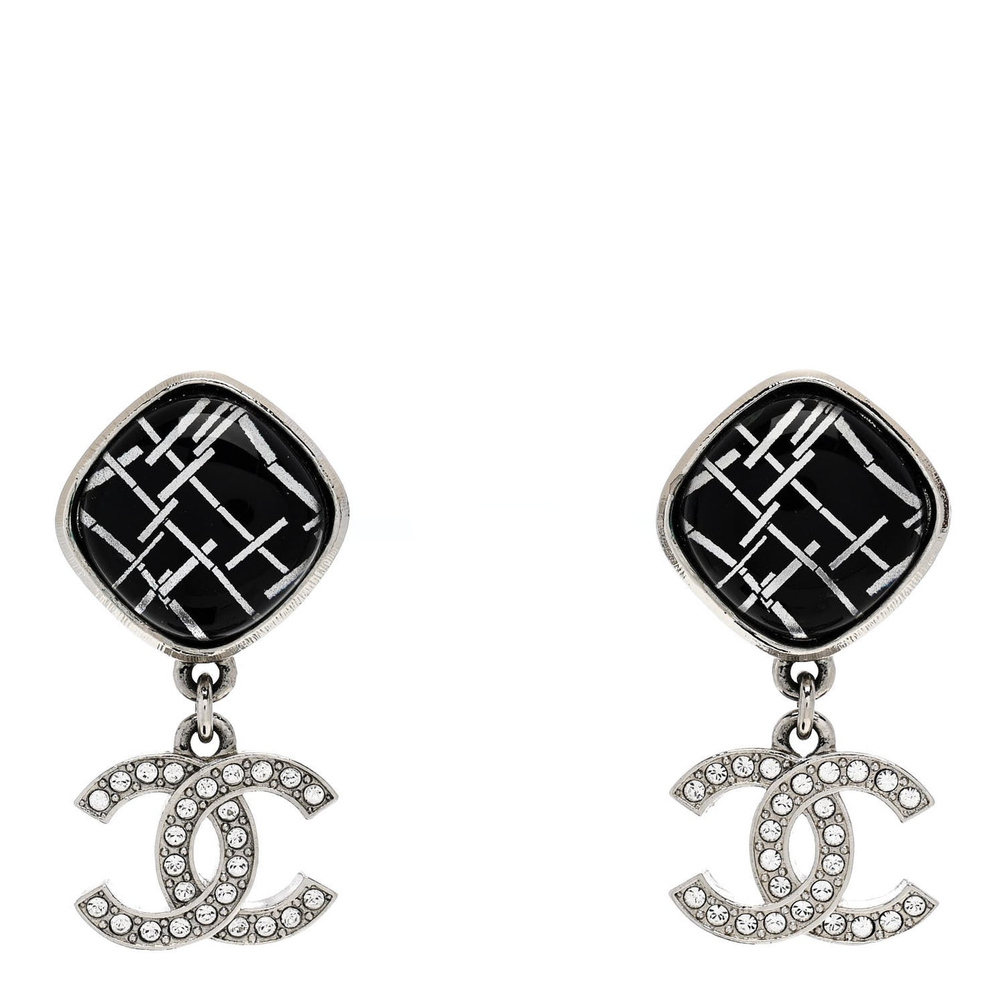 CC Drop Earrings Ruthenium Black