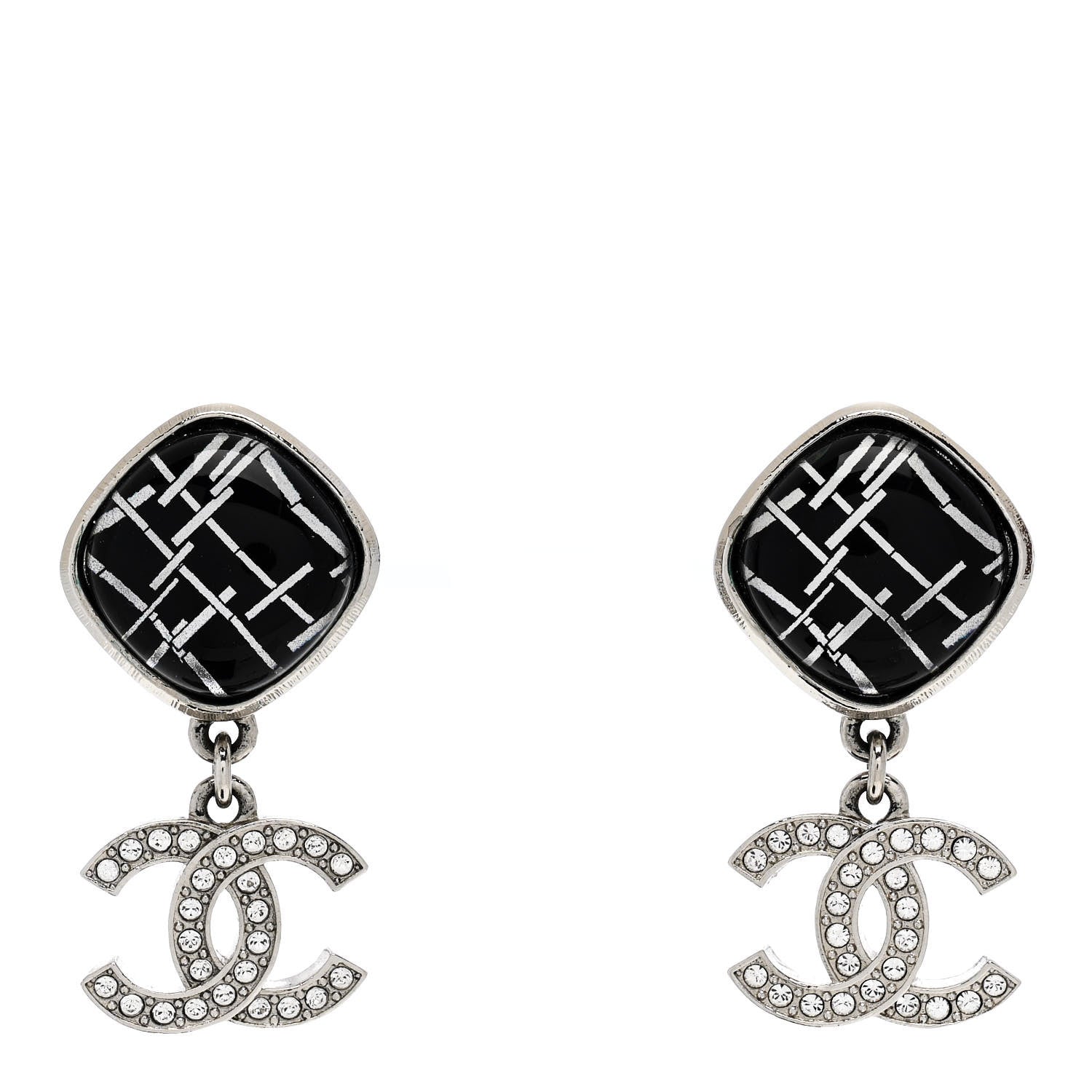 Chanel CC Drop Earrings Ruthenium Black 1 of 5