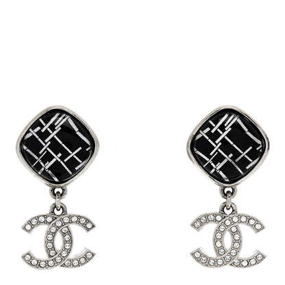 Chanel CC Drop Earrings Ruthenium Black 1 of 5