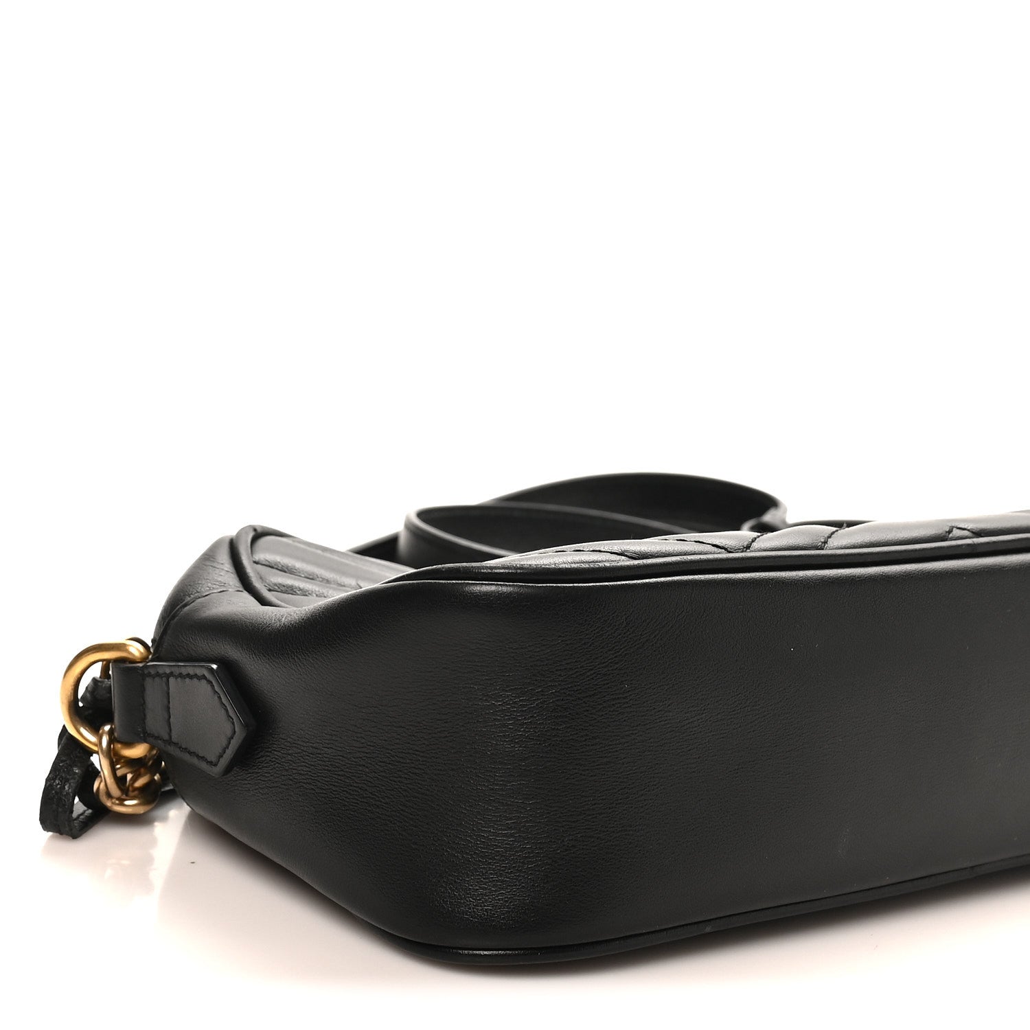 Gucci Calfskin Matelasse Small GG Marmont Chain Shoulder Bag Black 8 of 9
