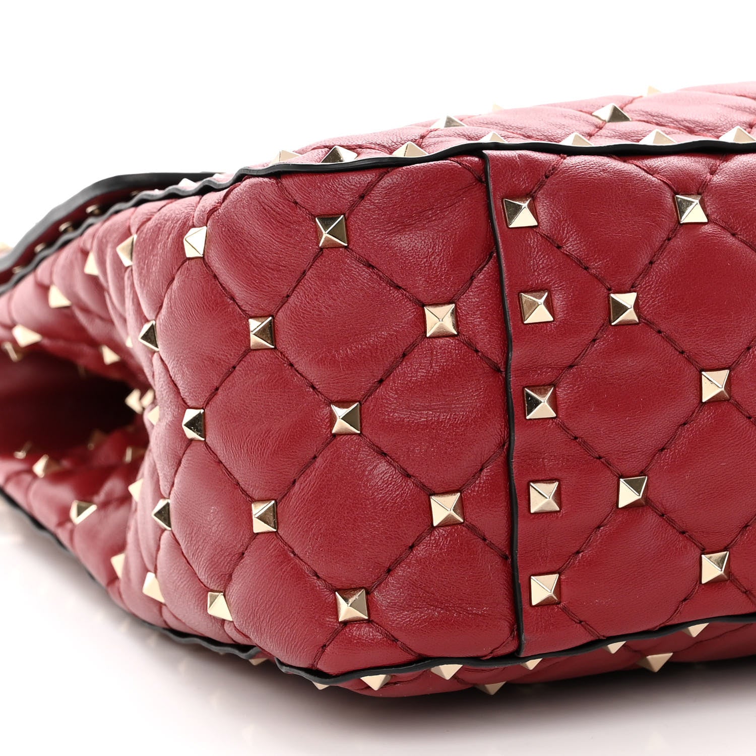 Valentino Garavani Lambskin Large Rockstud Spike Shoulder Bag Red 8 of 15