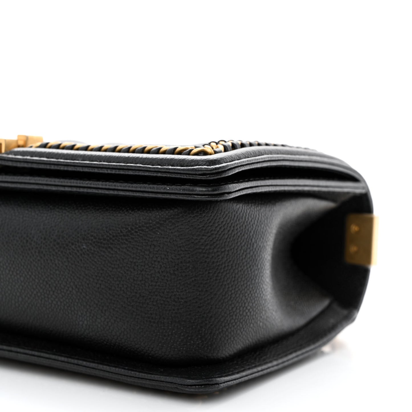 Caviar Quilted Medium Chain Around Boy Flap Black
