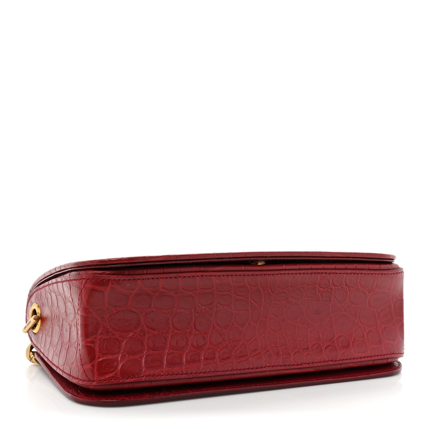 Calfskin Crocodile Embossed Elise Chain Shoulder Bag Red