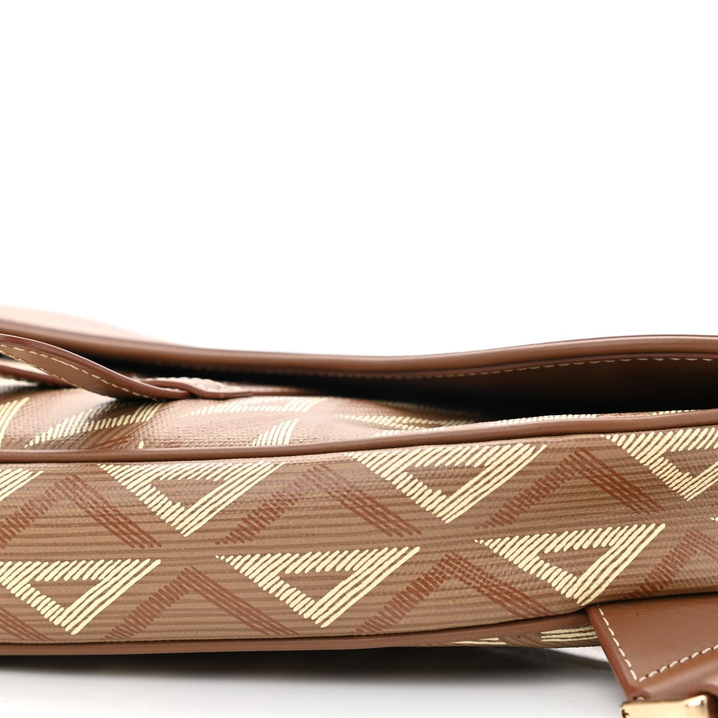 Coated Canvas CD Diamond Printed Mens Saddle Bag Coffee