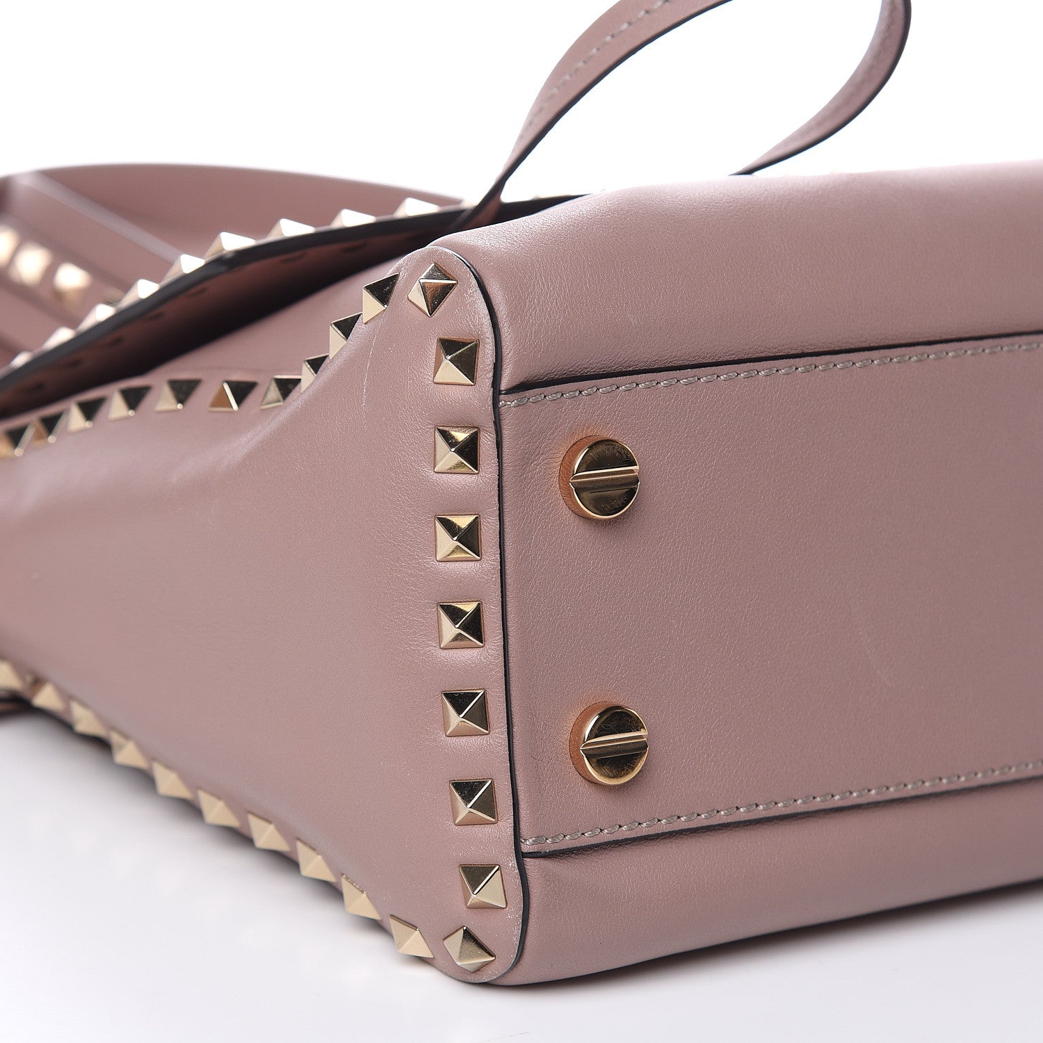 Valentino Garavani Smooth Calfskin Rockstud Top Handle Shoulder Bag Beige 8 of 12