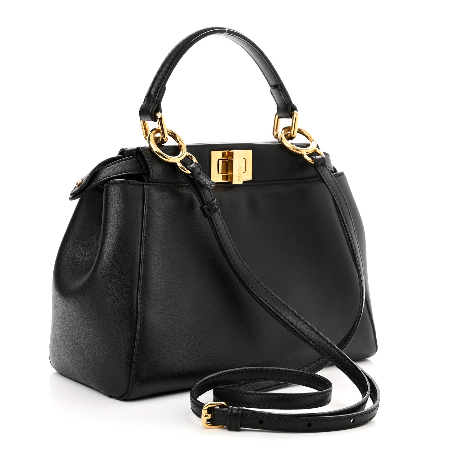Fendi Nappa Mini Peekaboo Iconic Satchel Black 3 of 10