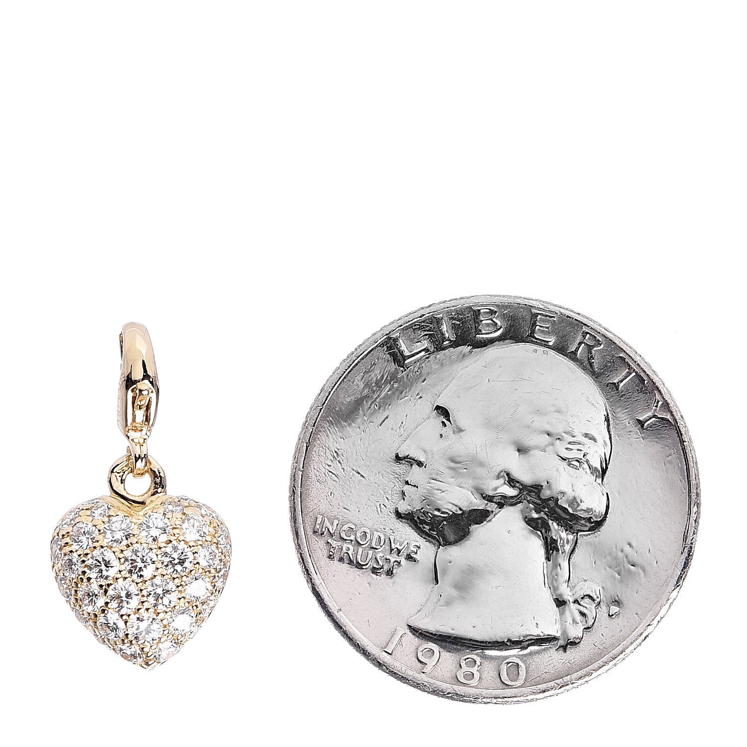 Cartier 18K Yellow Gold Diamond Heart Pendant Charm Pendant 2 of 3