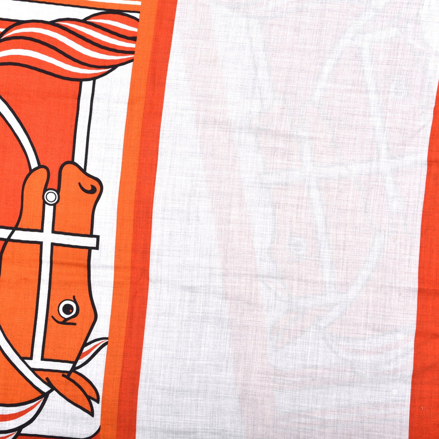 Cashmere Silk Quadrige II Stole 140 Gris Chine Orange Black