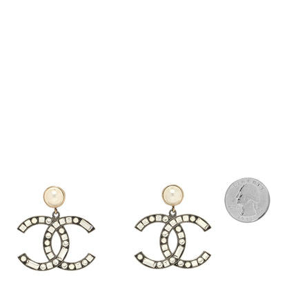Chanel Crystal Baguette Pearl Bright Young Things CC Drop Earrings Silver 2 of 4
