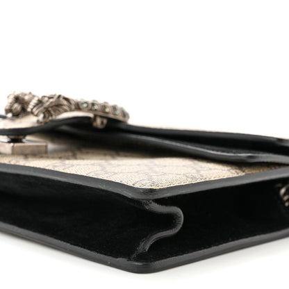 Gucci GG Supreme Monogram Suede Crystal Small Dionysus Shoulder Bag Beige Ebony Black 10 of 13