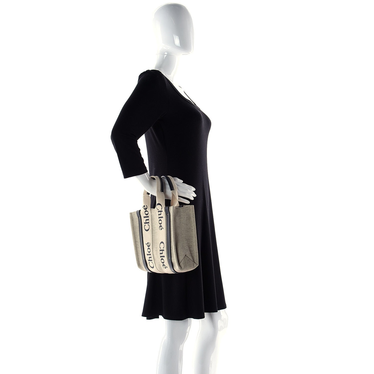 Chloe Cotton Calfskin Small Woody Ribbon Tote White Blue 13 of 13