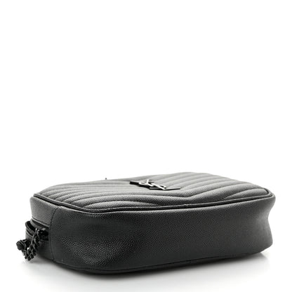 Saint Laurent Grain De Poudre Matelasse Monochrome Monogram Mini Lou Camera Bag Black 4 of 12