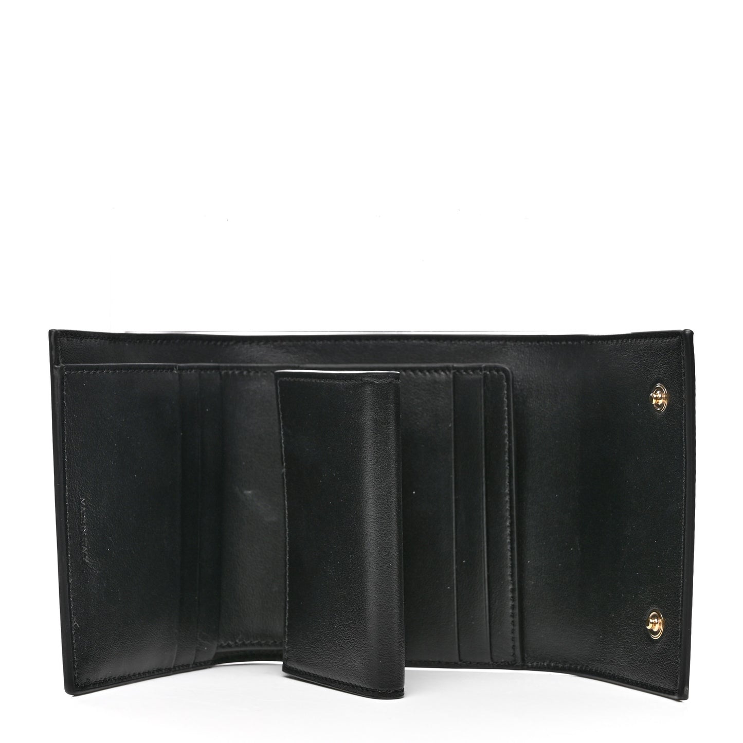 Grained Calfskin Small Multifunction Folded Wallet Black