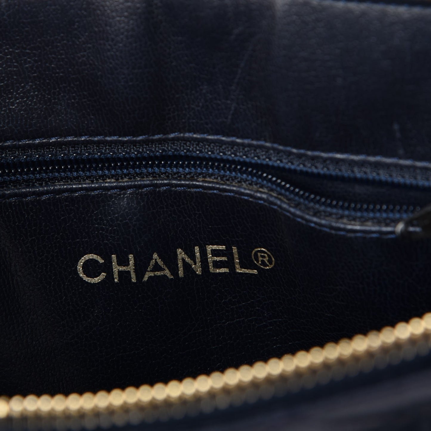 Lambskin Quilted Shoulder Bag Navy Blue