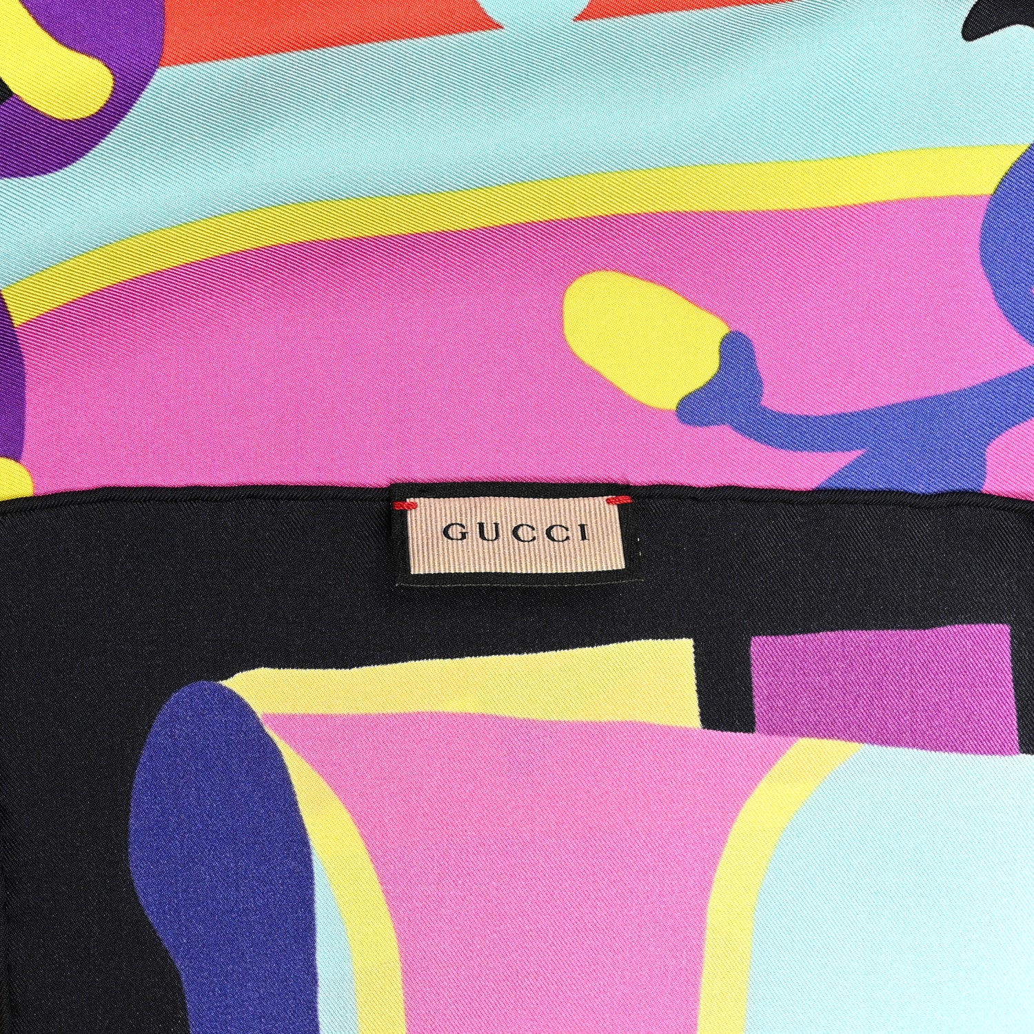 Gucci Silk Twill Guccissimo Square Scarf Fuxia Yellow 2 of 6