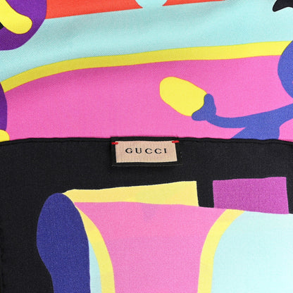 Gucci Silk Twill Guccissimo Square Scarf Fuxia Yellow 2 of 6