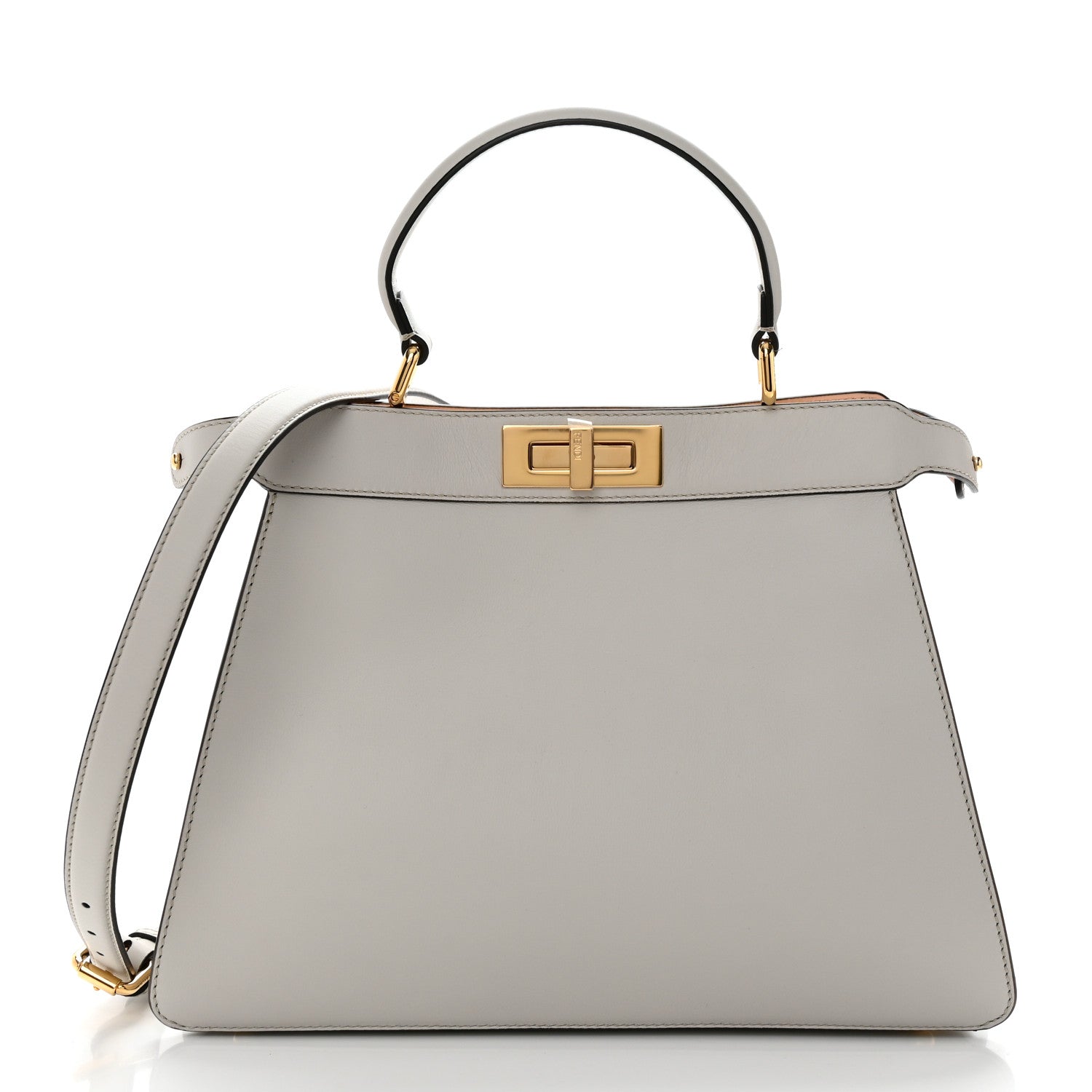 Fendi Vitello Seta Shiny Nappa Medium Peekaboo I SEE U Satchel Ghiaia Light Rose 2 of 13