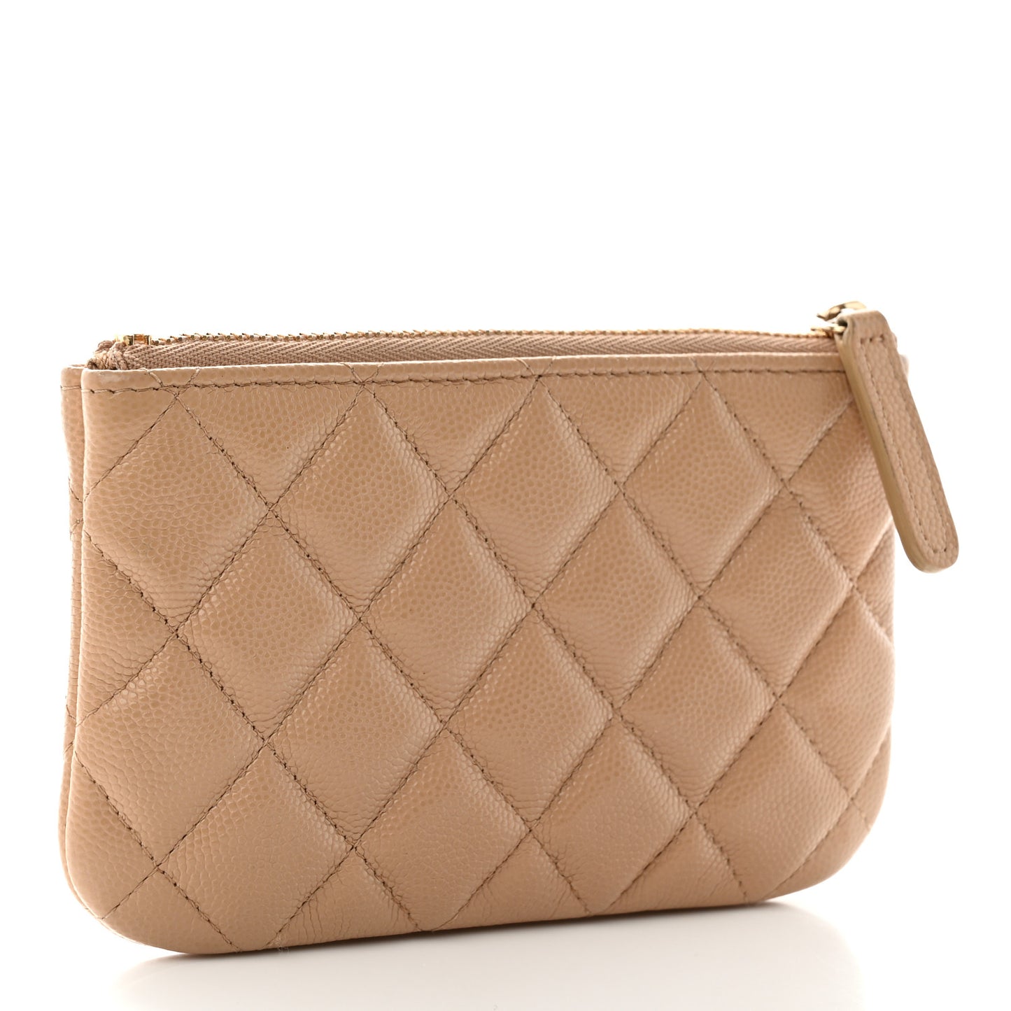 Caviar Quilted Small Cosmetic Case Beige