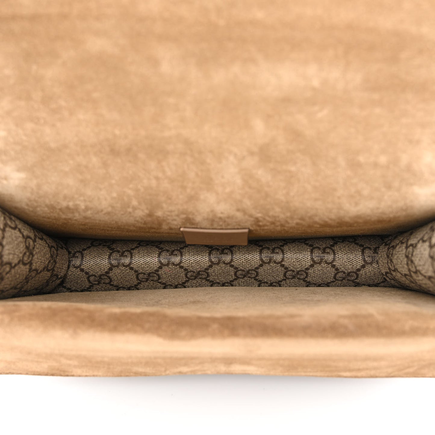 GG Supreme Monogram Suede Crystal Small Dionysus Shoulder Bag Beige Ebony Taupe