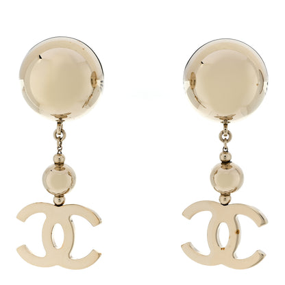 Chanel Metal CC Single Bead Drop Earrings  Gold 1 of 6