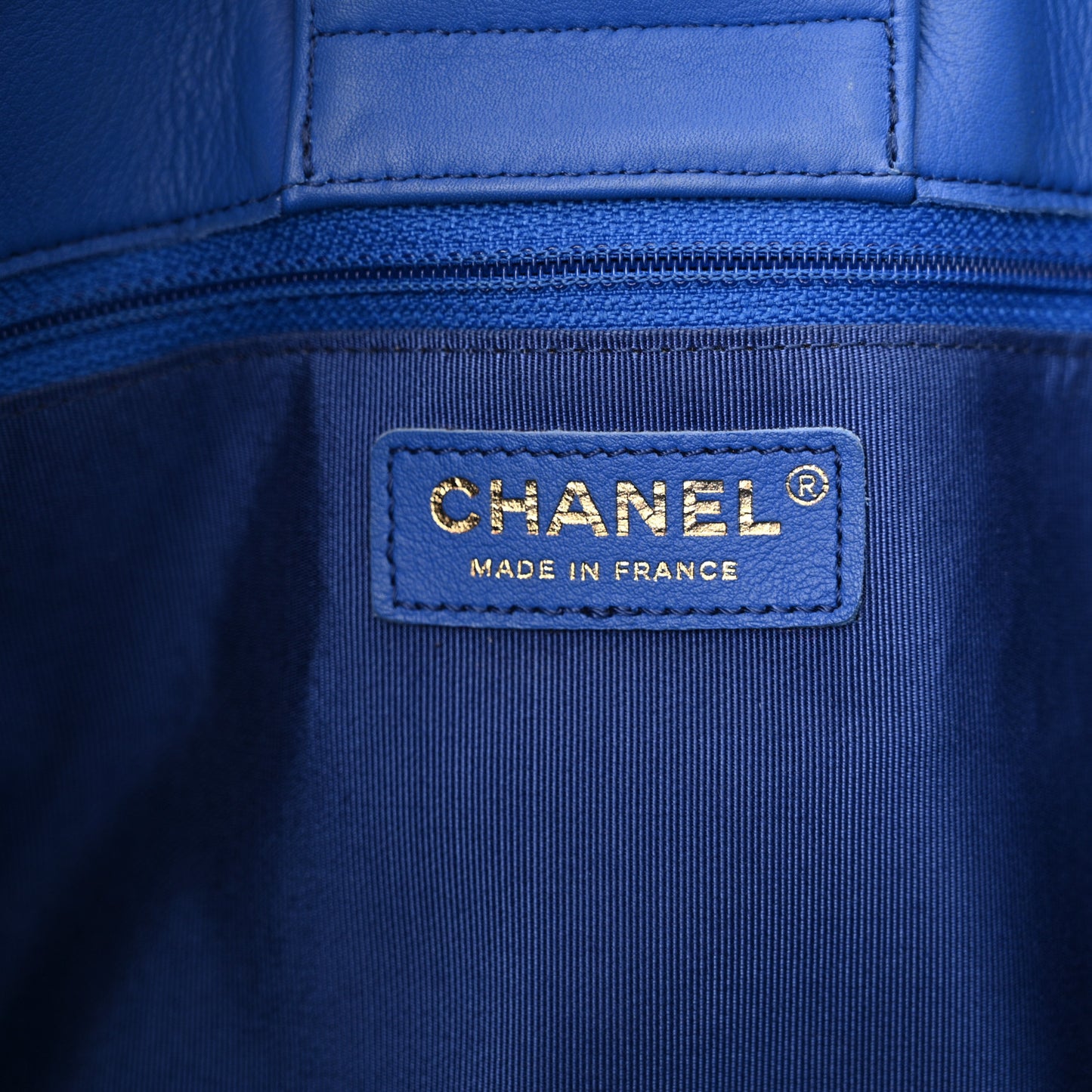 Calfskin Quilted Large Classic Shopping Tote Blue