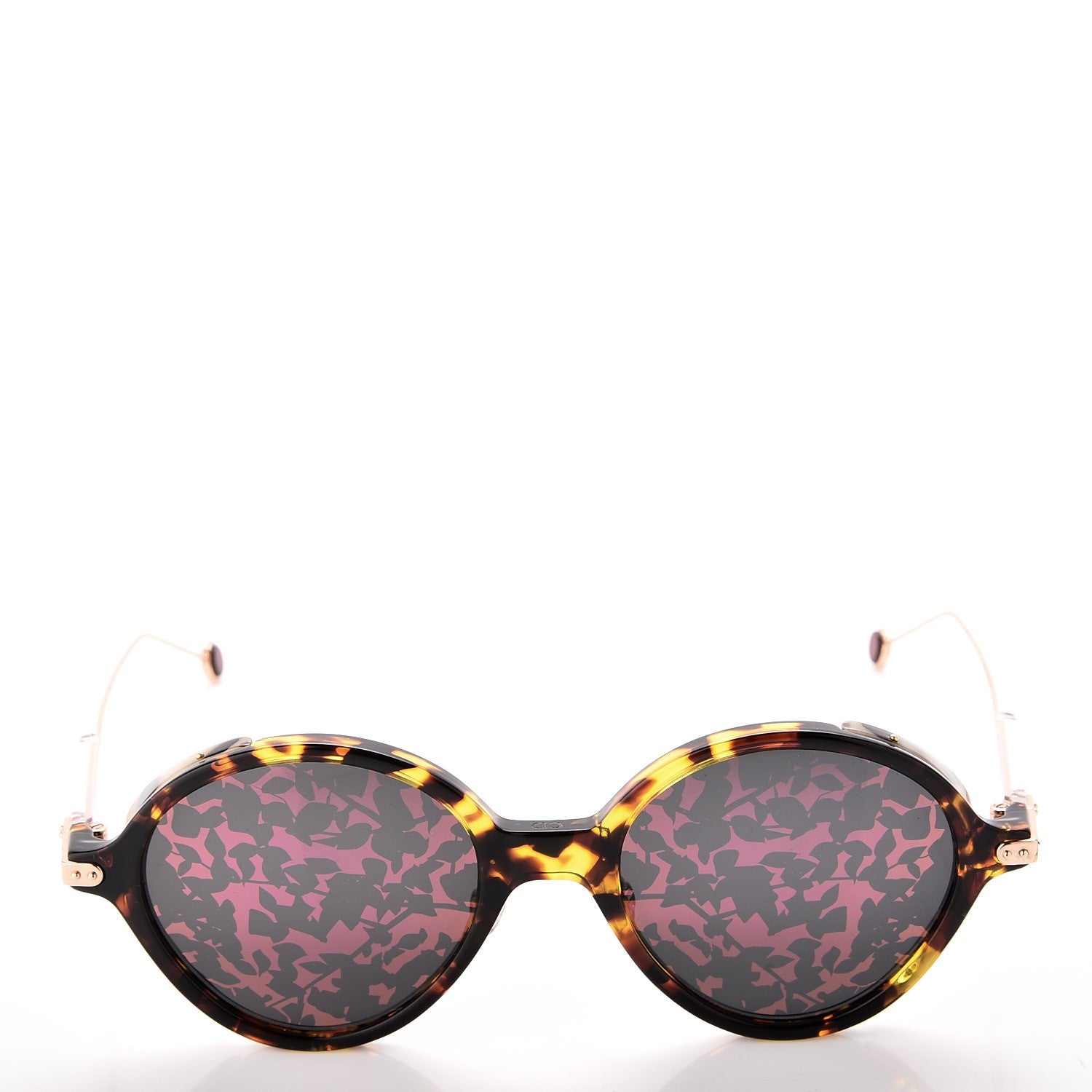 Christian Dior Acetate Leaf Print Umbrage Round Sunglasses Pink Foliage 2 of 7
