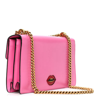 Gucci Knight Calfskin Malaga Kid Heart Medium GG Marmont Chain Handle Bag Tropical Pink Flower Hibiscus Red Multicolor 2 of 6