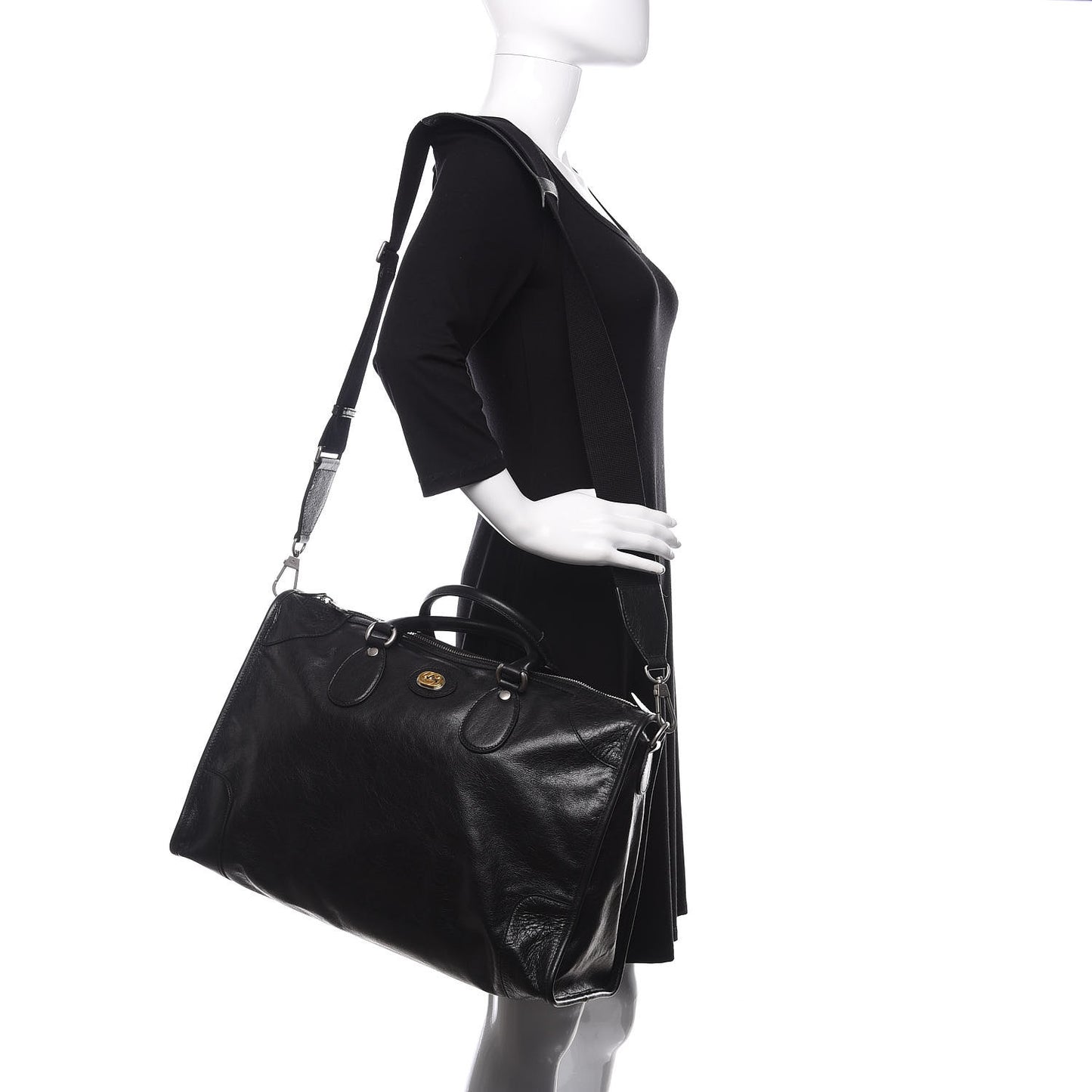Fluffy Calfskin Morpheus Weekender Duffle Black