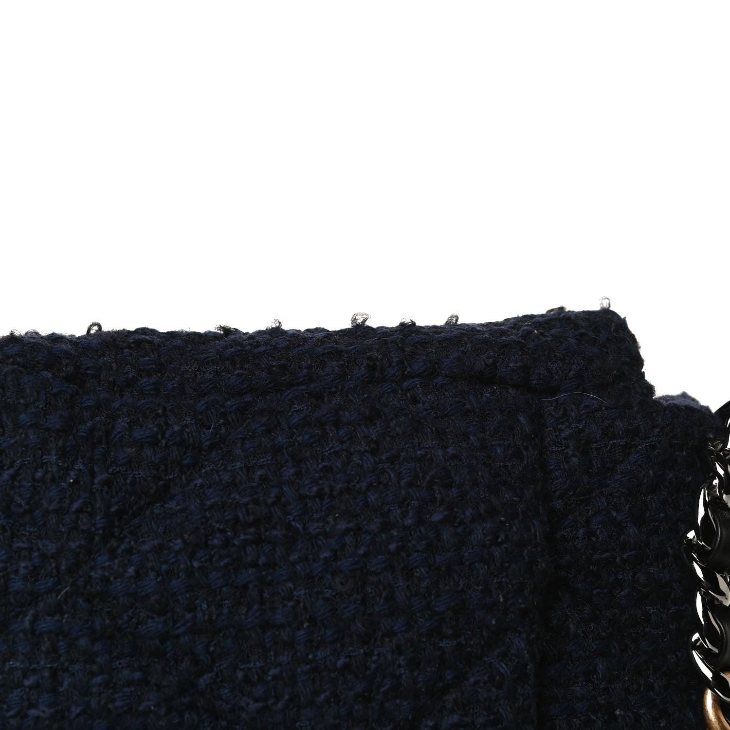 Chanel Tweed Quilted Large Chanel 19 Flap Navy Blue 13 of 16