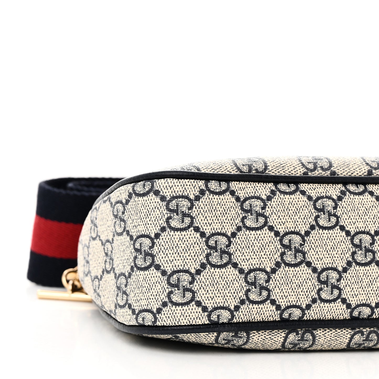 GG Supreme Monogram Textured Dollar Calfskin Web Small Ophidia GG Handbag Beige Blue