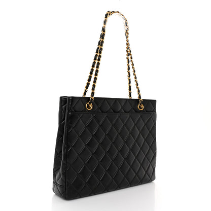 Chanel Lambskin Quilted Shopping Tote Black 3 of 10