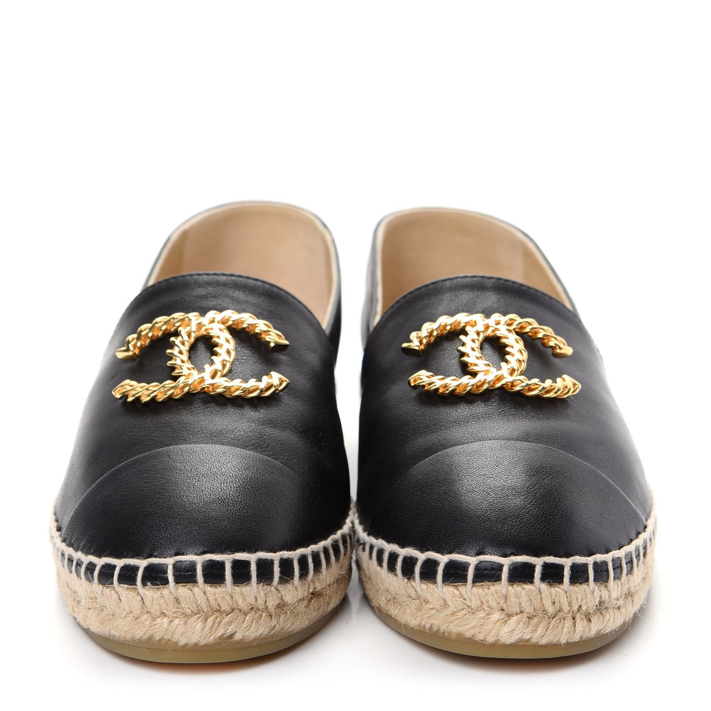 Calfskin Chain CC Espadrilles 38 Black
