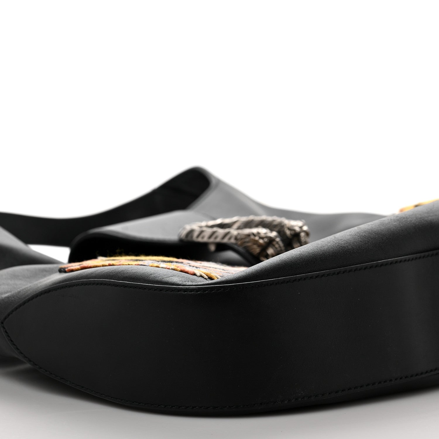 Gucci Calfskin Web Tiger Embroidered Large Dionysus Hobo Black 8 of 10